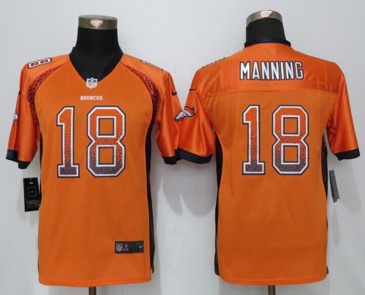 Nike Broncos 18 Peyton Manning Orange Youth Drift Fashion Jersey