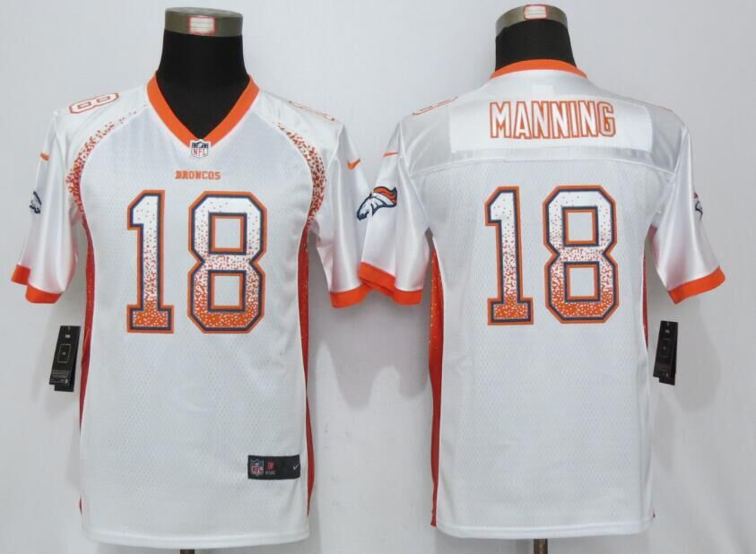 Nike Broncos 18 Peyton Manning White Youth Drift Fashion Jersey - Click Image to Close