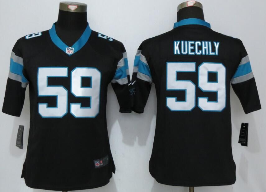Nike Panthers 59 Luke Kuechly Black Women Limited Jersey - Click Image to Close