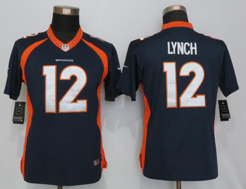 Nike Broncos 12 Paxton Lynch Blue Women Limited Jersey