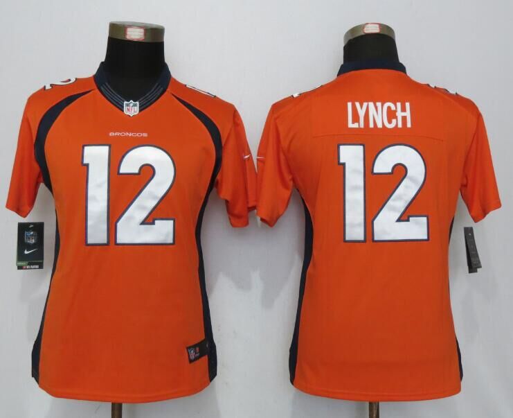 Nike Broncos 12 Paxton Lynch Orange Women Limited Jersey