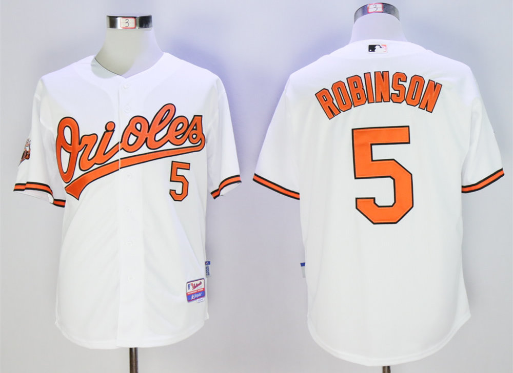 Orioles 5 Brooks Robinson White Throwback Cool Base Jersey