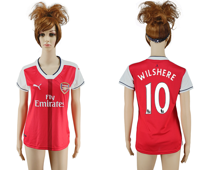 2016-17 Arsenal 10 WILSHERE Home Women Soccer Jersey