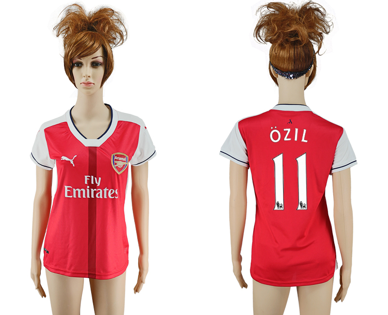 2016-17 Arsenal 11 OZIL Home Women Soccer Jersey