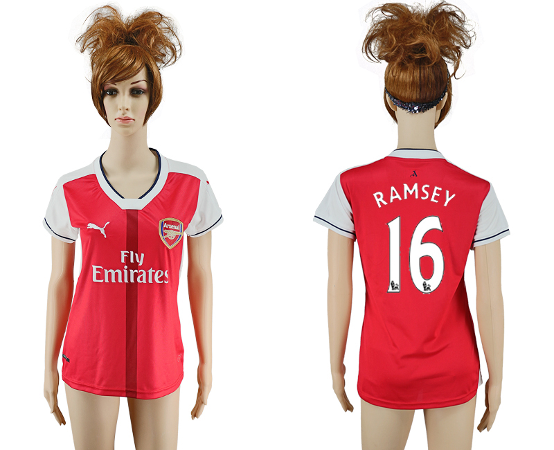 2016-17 Arsenal 16 RAMSEY Home Women Soccer Jersey