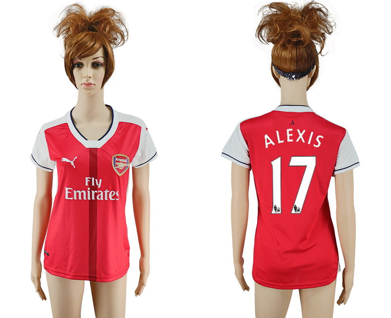 2016-17 Arsenal 17 ALEXIS Home Women Soccer Jersey 2016-17 Arsenal 17 ALEXIS Home Women Soccer Jersey