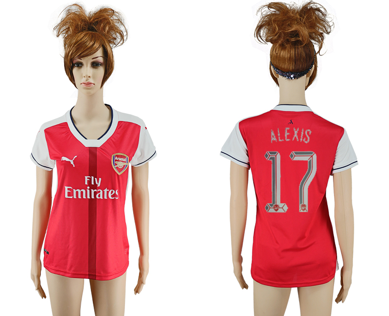 2016-17 Arsenal 17 ALEXIS Home Women UEFA Champions League Soccer Jersey 2016-17 Arsenal 17 ALEXIS Home Women UEFA Champions League Soccer Jersey