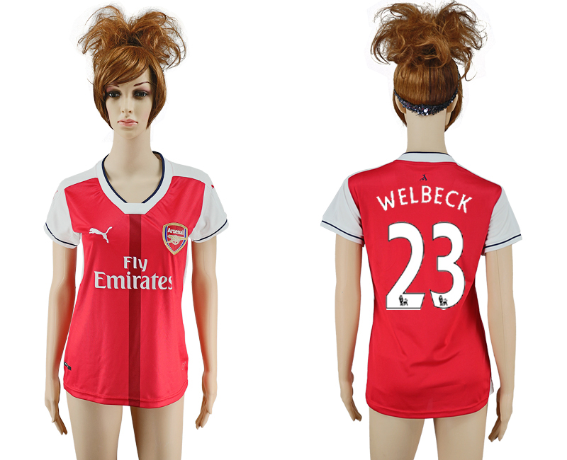 2016-17 Arsenal 23 WELBECK Home Women Soccer Jersey