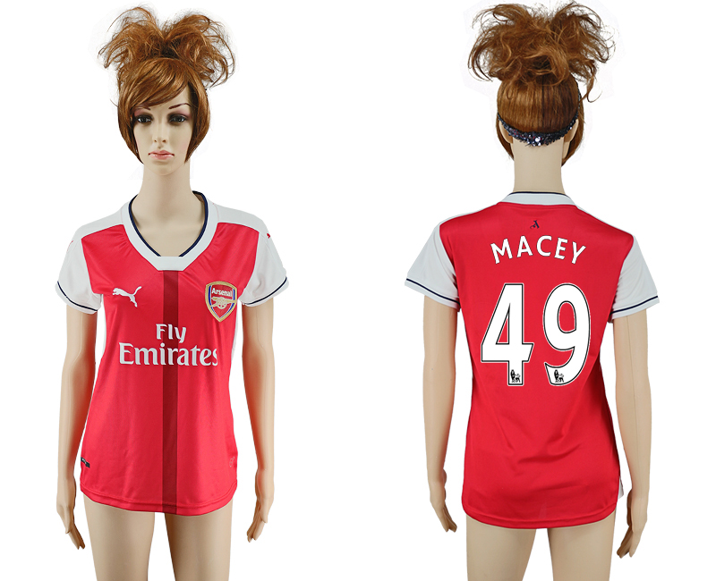 2016-17 Arsenal 49 MACEY Home Women Soccer Jersey