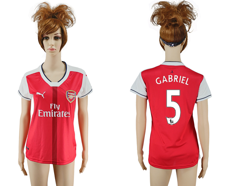 2016-17 Arsenal 5 GABRIEL Home Women Soccer Jersey