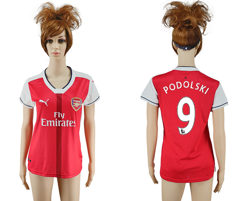 2016-17 Arsenal 9 PODOLSKI Home Women Soccer Jersey