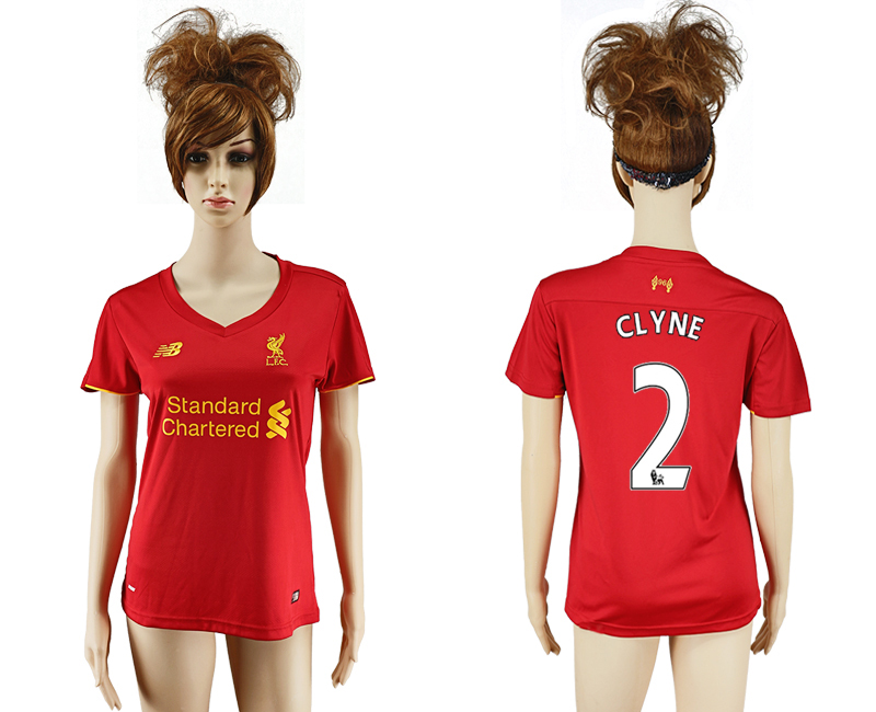 2016-17 Liverpool 2 CLYNE Home Women Soccer Jersey