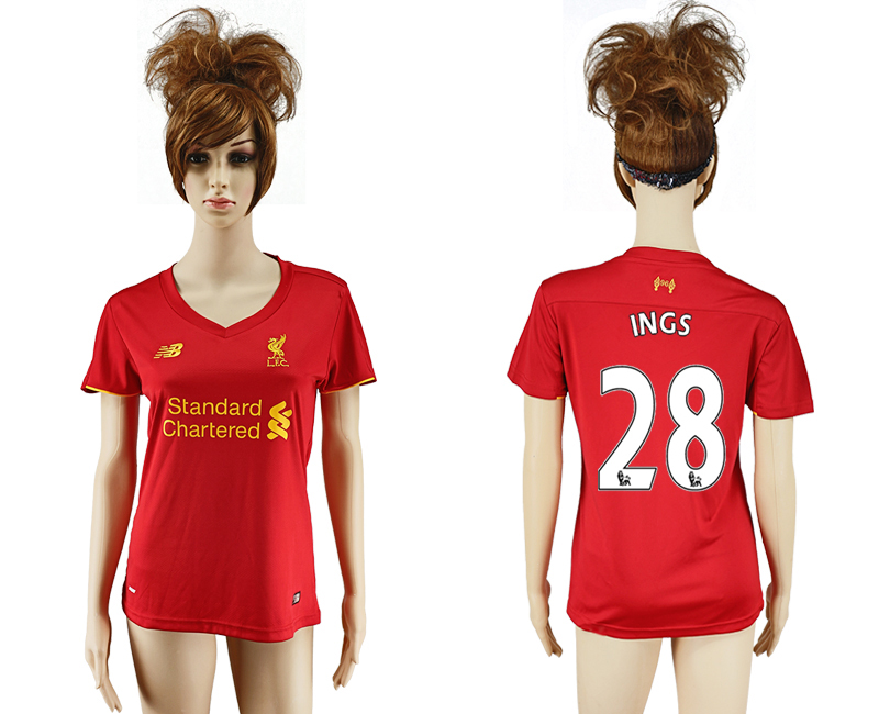 2016-17 Liverpool 28 INGS Home Women Soccer Jersey