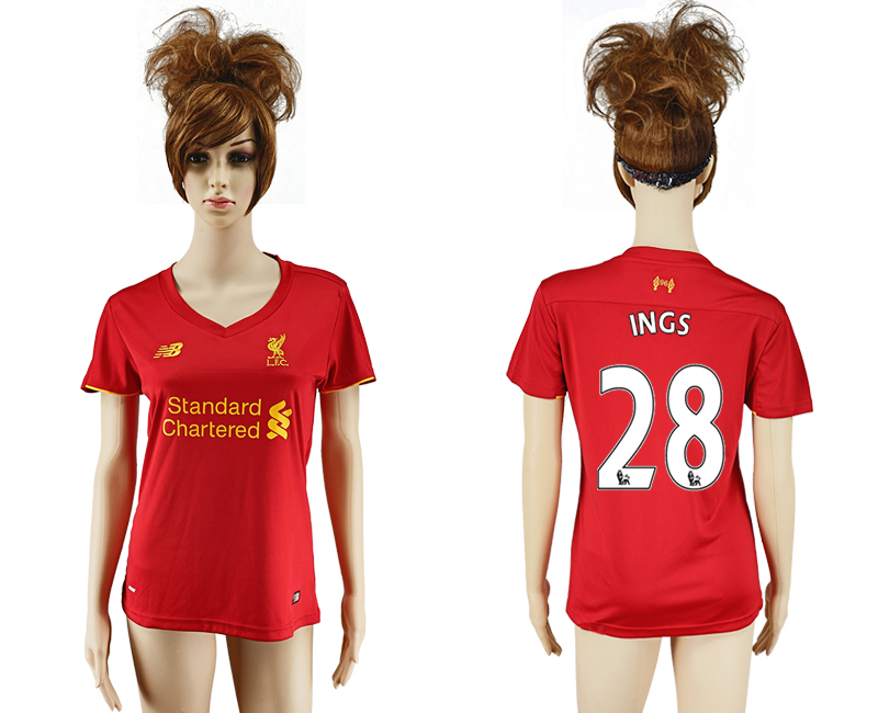 2016-17 Liverpool 28 INGS Home Women Soccer Jersey 2016-17 Liverpool 28 INGS Home Women Soccer Jersey