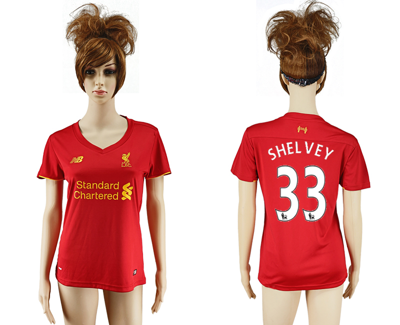 2016-17 Liverpool 33 SHELVEY Home Women Soccer Jersey