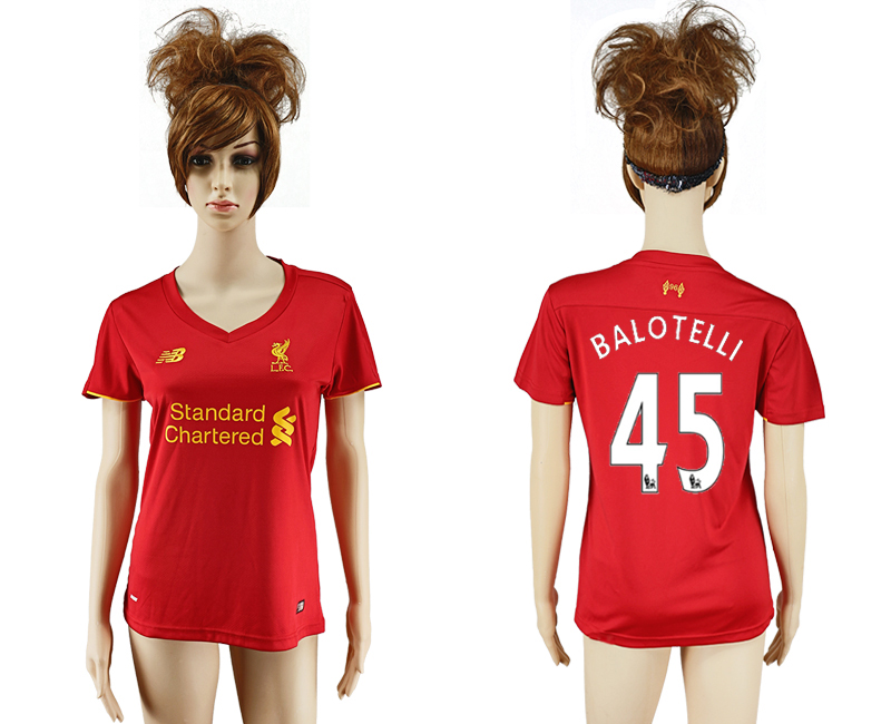 2016-17 Liverpool 45 BALOTELLI Home Women Soccer Jersey