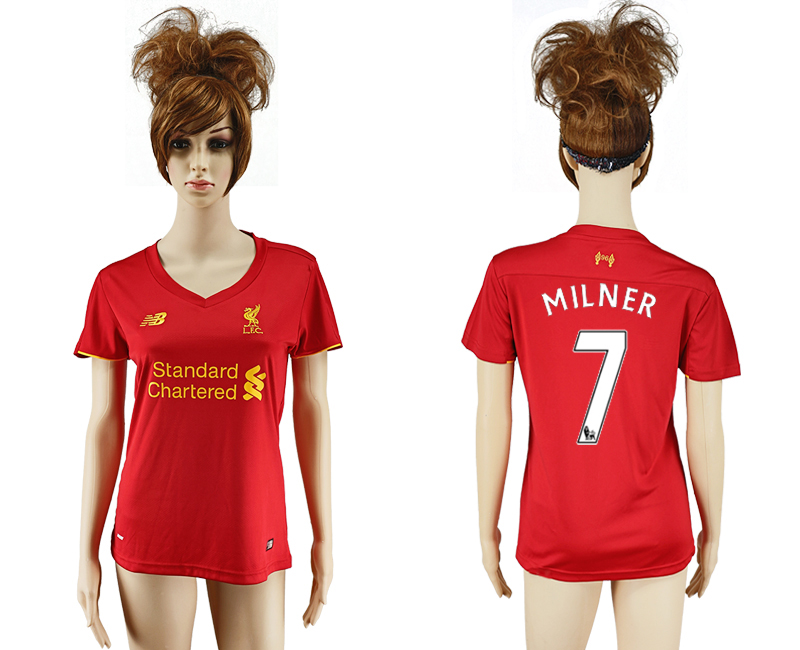 2016-17 Liverpool 7 MILNER Home Women Soccer Jersey