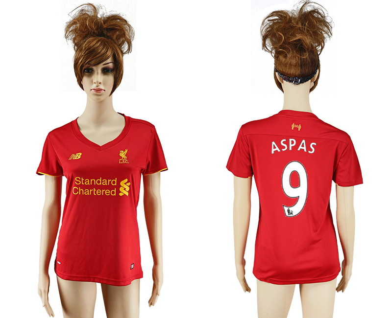 2016-17 Liverpool 9 ASPAS Home Women Soccer Jersey