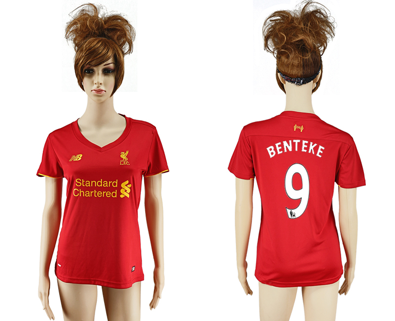 2016-17 Liverpool 9 BENTEKE Home Women Soccer Jersey