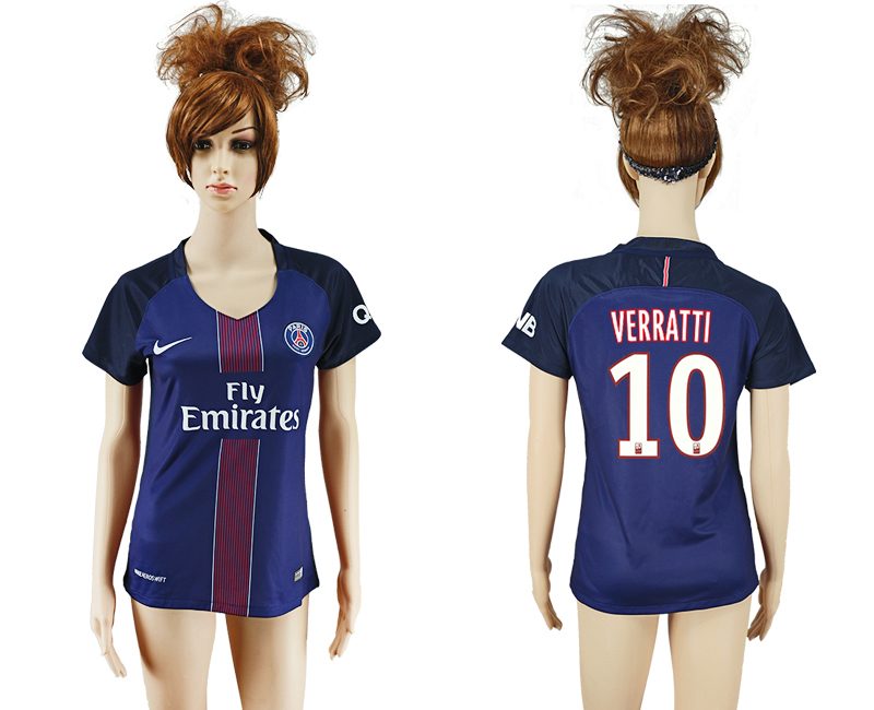 2016-17 Paris Saint-Germain 10 VERRATTI Home Women Soccer Jersey