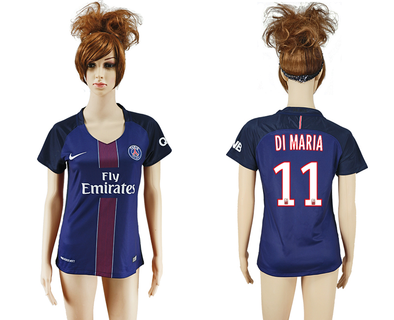 2016-17 Paris Saint-Germain 11 DI MARIA Home Women Soccer Jersey