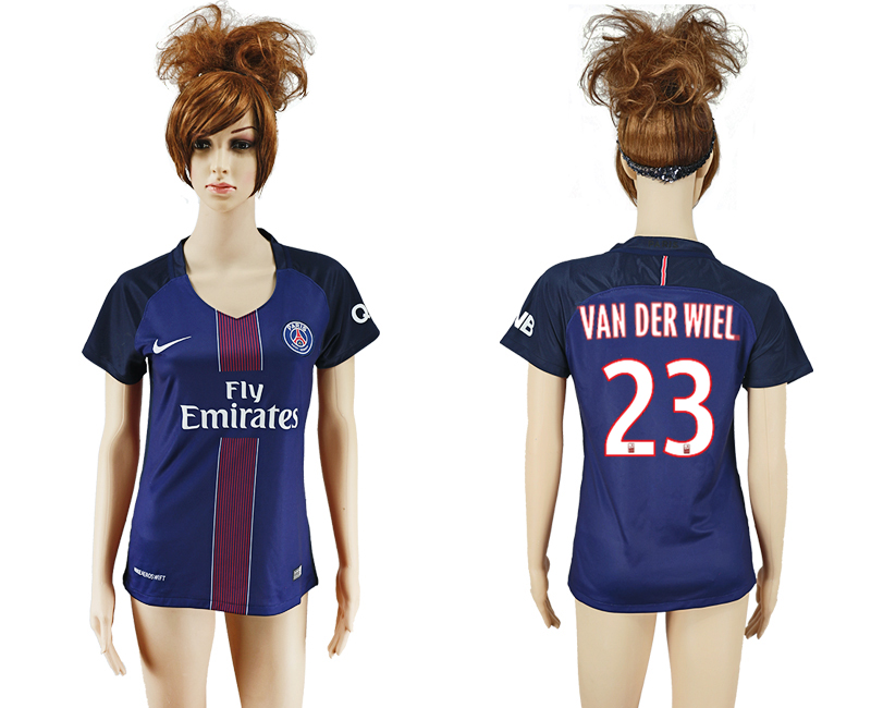 2016-17 Paris Saint-Germain 23 VAN DER WIEL Home Women Soccer Jersey