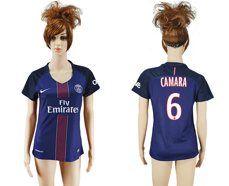 2016-17 Paris Saint-Germain 6 CAMARA Home Women Soccer Jersey 2016-17 Paris Saint-Germain 6 CAMARA Home Women Soccer Jersey
