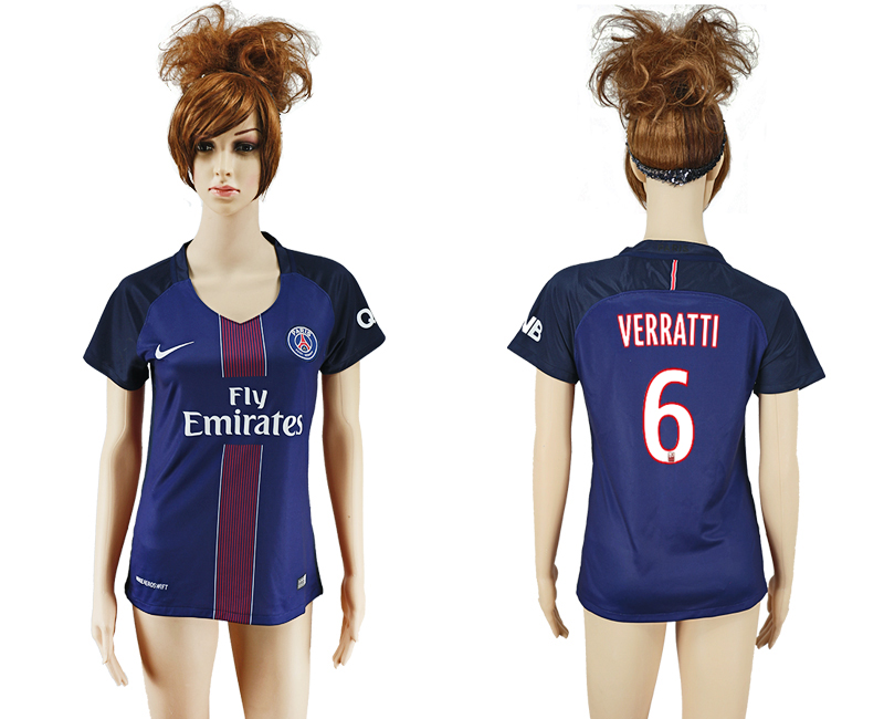 2016-17 Paris Saint-Germain 6 VERRATTI Home Women Soccer Jersey