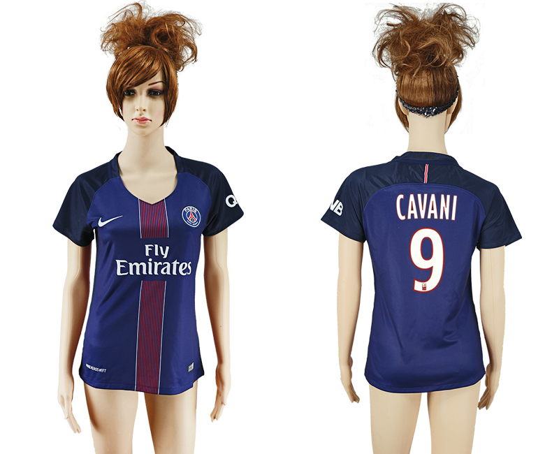 2016-17 Paris Saint-Germain 9 CAVANI Home Women Soccer Jersey