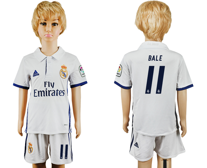 2016-17 Real Madrid 11 BALE Home Youth Soccer Jersey