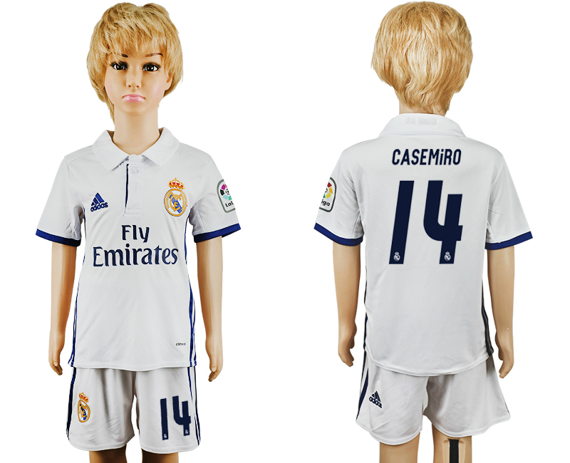 2016-17 Real Madrid 14 CASEMIRO Home Youth Soccer Jersey