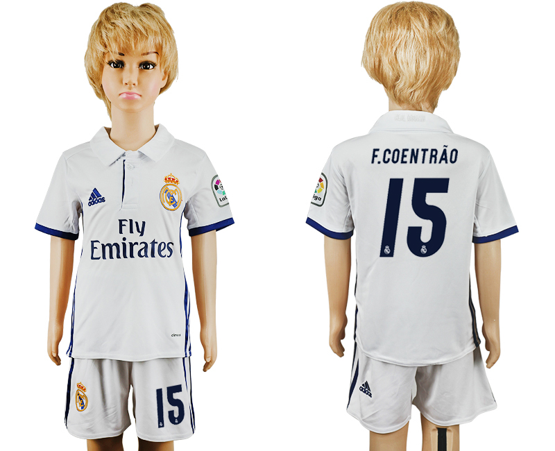 2016-17 Real Madrid 15 F.COENTRAO Home Youth Soccer Jersey