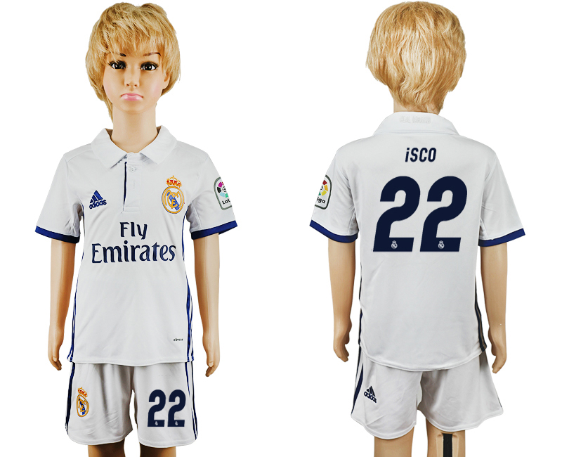 2016-17 Real Madrid 22 ISCO Home Youth Soccer Jersey