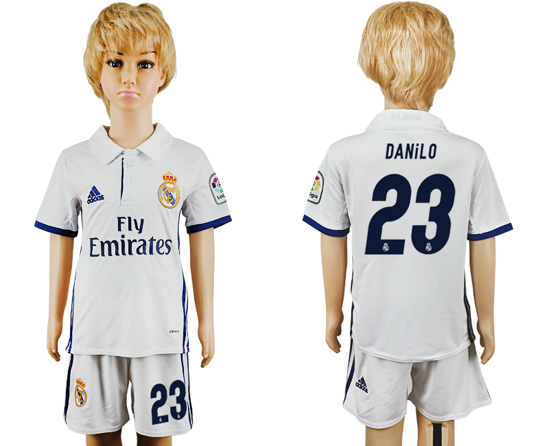 2016-17 Real Madrid 23 DANILO Home Youth Soccer Jersey