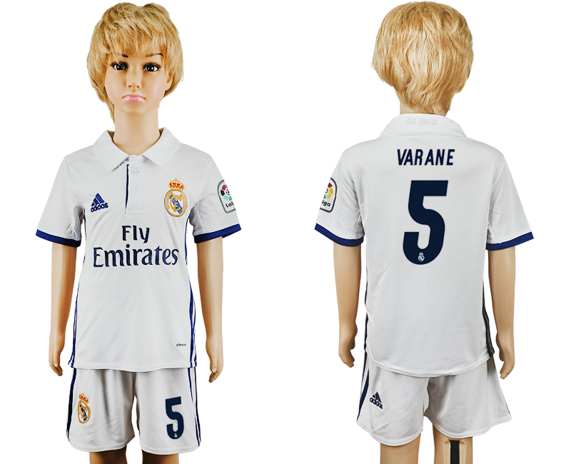 2016-17 Real Madrid 5 VARANE Home Youth Soccer Jersey