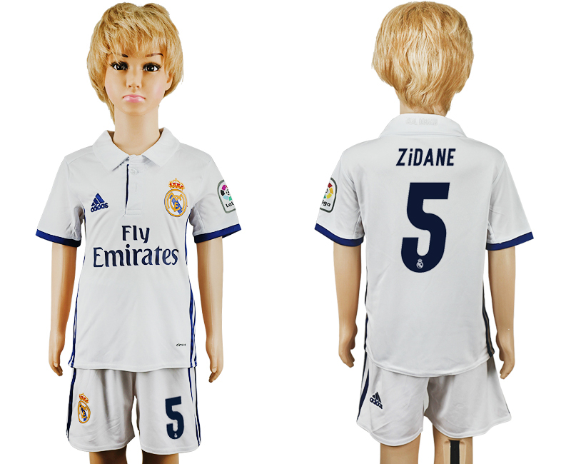 2016-17 Real Madrid 5 ZIDANE Home Youth Soccer Jersey