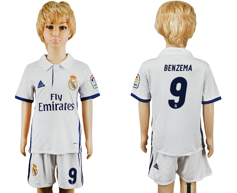 2016-17 Real Madrid 9 BENZEMA Home Youth Soccer Jersey