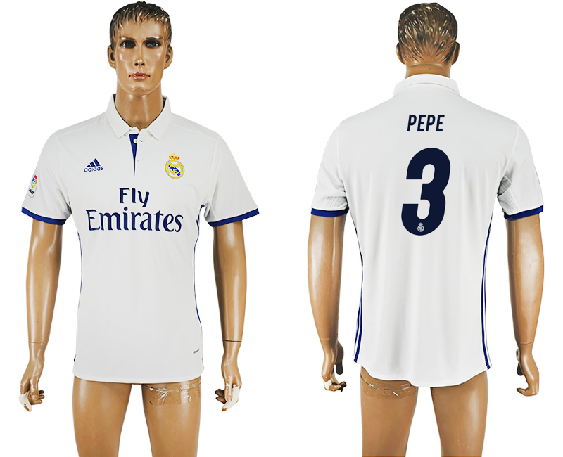 2016-17 Real Madrid 3 PEPE Home Thailand Soccer Jersey