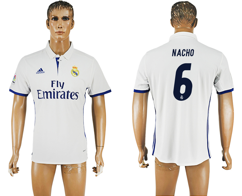 2016-17 Real Madrid 6 NACHO Home Thailand Soccer Jersey