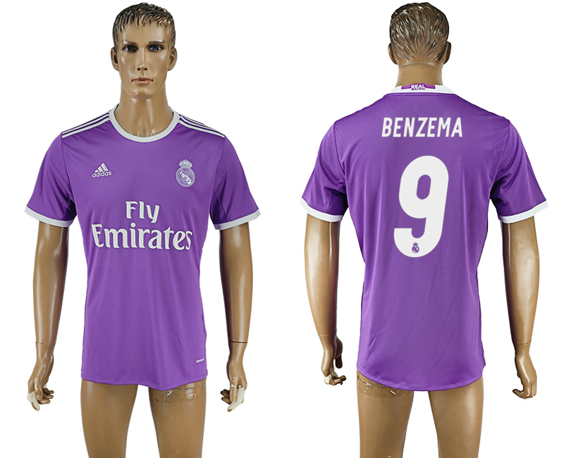 2016-17 Real Madrid 9 BENZEMA Away Thailand Soccer Jersey