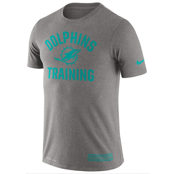 Nike Miami Dolphins Heathered Gray Training Performance Men's T-Shirt - Click Image to Close