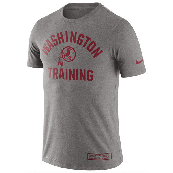 Nike Washington Redskins Heathered Gray Training Performance Men's T-Shirt - Click Image to Close