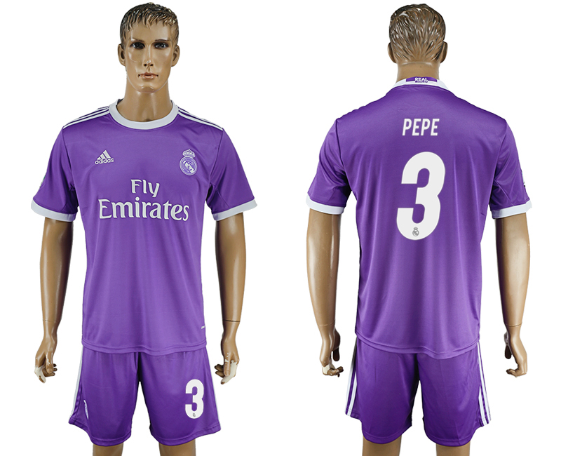 2016-17 Real Madrid 3 PEPE Away Soccer Jersey