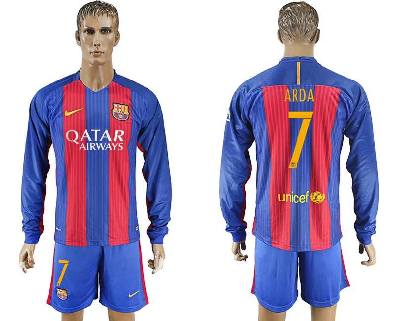 2016-17 Barcelona 7 ARDA Home Long Sleeve Soccer Jersey