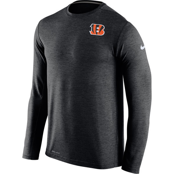 Nike Cincinnati Bengals Black Dri-Fit Touch Long Sleeve Performance Men's T-Shirt - Click Image to Close