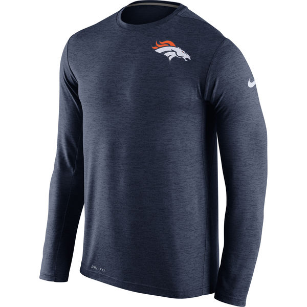Nike Denver Broncos Navy Dri-Fit Touch Long Sleeve Performance Men's T-Shirt