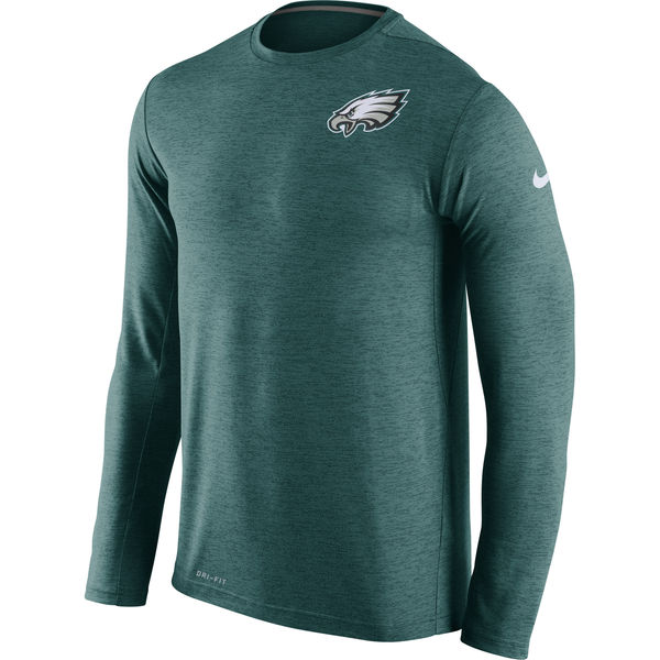 Nike Philadelphia Eagles Green Dri-Fit Touch Long Sleeve Performance Men's T-Shirt - Click Image to Close