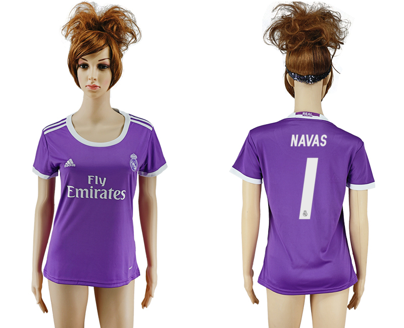 2016-17 Real Madrid 1 NAVAS Away Women Soccer Jersey