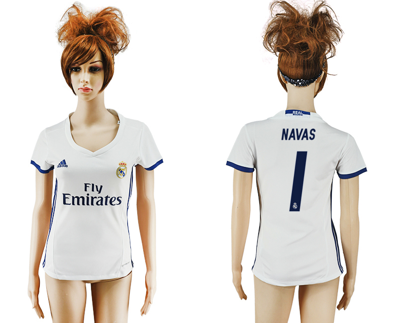 2016-17 Real Madrid 1 NAVAS Home Women Soccer Jersey