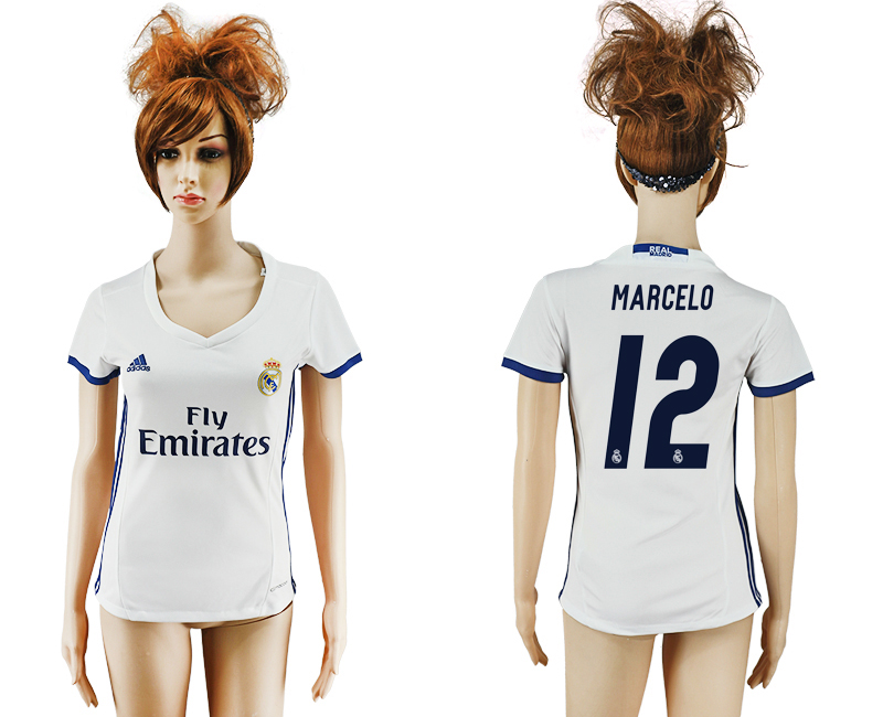 2016-17 Real Madrid 12 MARCELO Home Women Soccer Jersey